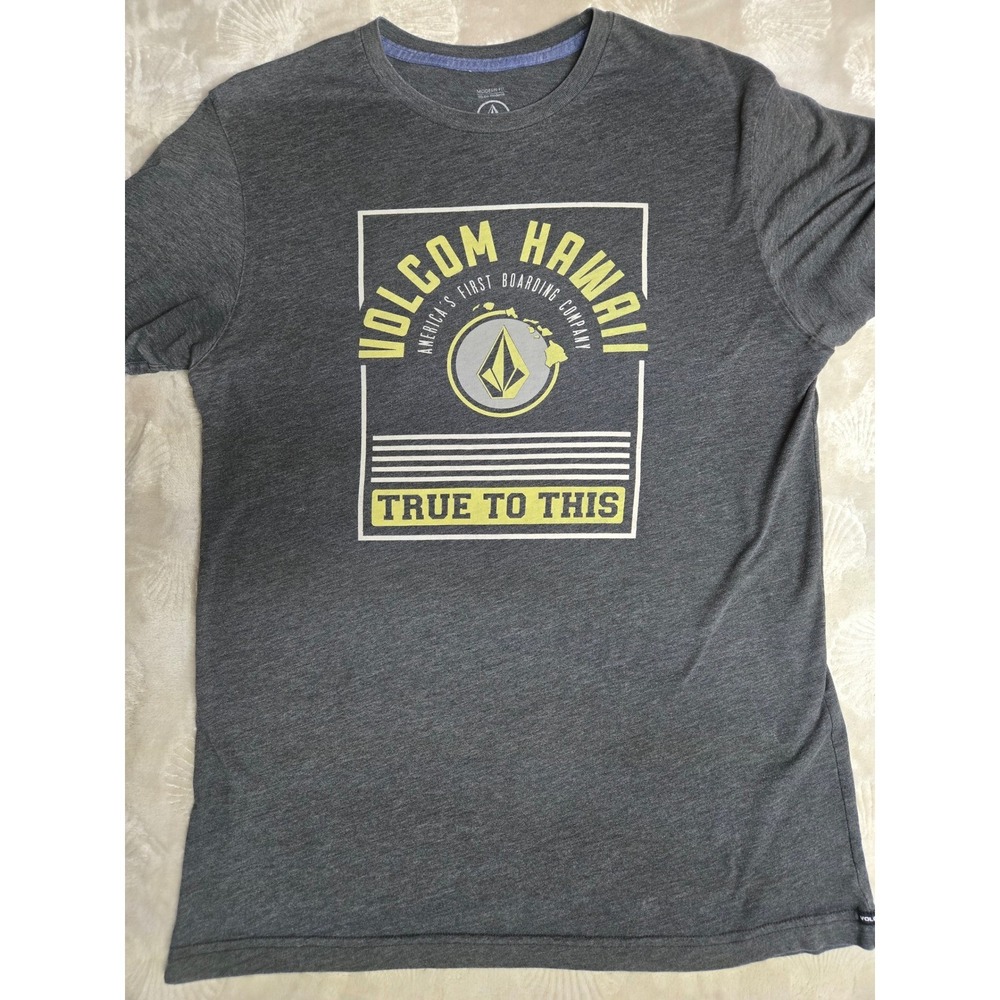 Volcom Hawaii True To This Graphic T-Shirt Mens Large Gray Modern Fit Tee